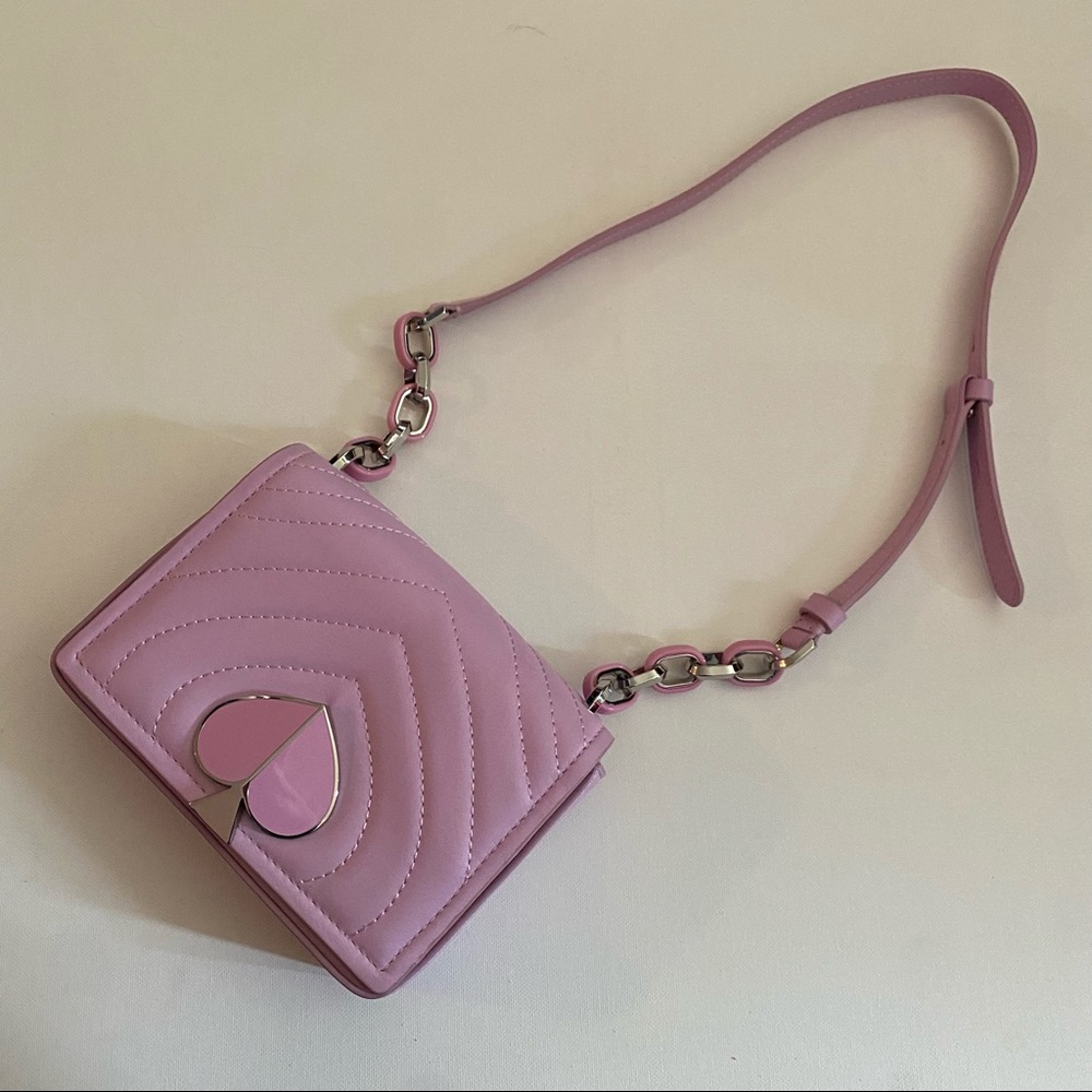 Kate Spade Small Lilac Purple Quilted Leather Shoulder Bag w Chain Strap